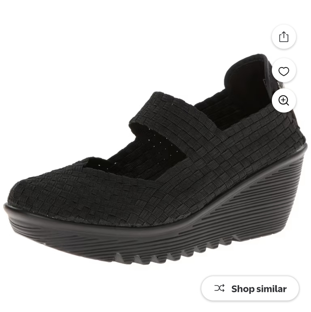 bernie mev. Black Woven Mary Jane Wedge Sandal